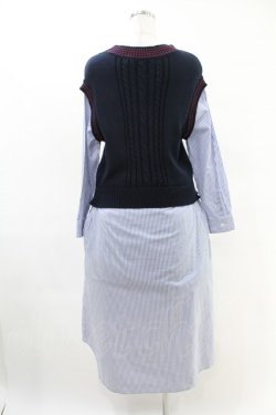 画像2: Jane Marple Dans Le Salon / Tilden vest and stripe trompe-l'oeil dress  ネイビー×ブルー H-25-05-07-1018-JM-OP-KB-ZH