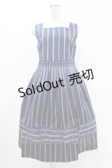 Jane Marple / Ribbon stripe jacquardのドミトリードレス  ネイビー H-25-05-07-1020-JM-OP-KB-ZH