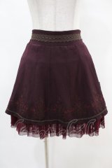 Ozz oneste / 薔薇刺繍バッスル風スカート  ボルドー H-25-05-07-1027-OO-SK-KB-ZH