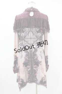 画像2: Ozz oneste / オフショル風プリントチュニック  ボルドー H-25-05-07-1028-OO-TO-KB-ZH