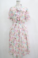 axes femme POETIQUE / フラワーキャットボウタイワンピース M イエロー H-25-05-07-010-AX-OP-NS-ZH