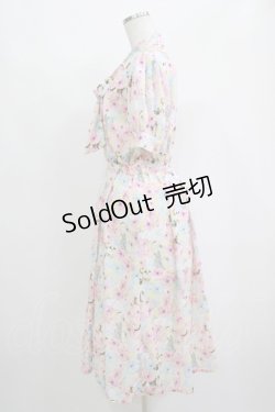画像2: axes femme POETIQUE / フラワーキャットボウタイワンピース M イエロー H-25-05-07-010-AX-OP-NS-ZH