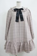 Ank Rouge / チェックAラインワンピース M ブラウン H-25-05-07-018-CA-OP-NS-ZH