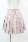 Ank Rouge / ギンガムプリーツミニスカート M ピンク H-25-05-08-048-CA-SK-NS-ZH