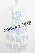 Jane Marple / ローズストラップドレス  ホワイト×ブルーローズ H-25-05-08-1001-JM-OP-KB-ZH