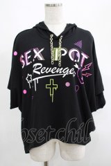 SEX POT ReVeNGe / チェーンフードプルパーカー  黒×ネオンプリント H-25-05-08-1035-SP-TO-KB-ZH
