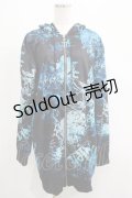 NieR Clothing / 総柄ZIPパーカー  黒×彼岸花青 H-25-05-08-1036-PU-TO-KB-ZH