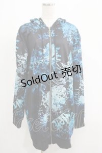 NieR Clothing / 総柄ZIPパーカー  黒×彼岸花青 H-25-05-08-1036-PU-TO-KB-ZH