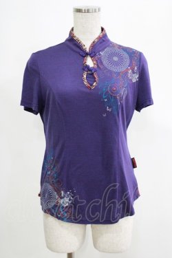 画像1: Ozz oneste / 刺繍チャイナカットソー  紫 H-25-05-08-1038-OO-TO-KB-ZH