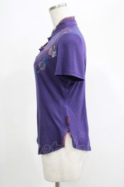 画像2: Ozz oneste / 刺繍チャイナカットソー  紫 H-25-05-08-1038-OO-TO-KB-ZH