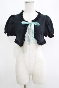 PUTUMAYO / 刺繍パフスリーブボレロ  黒 H-25-05-08-1045-PT-TO-KB-ZH