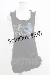 PEACE NOW / フリルギャザータンク  黒 H-25-05-08-1046-PU-TO-KB-ZH
