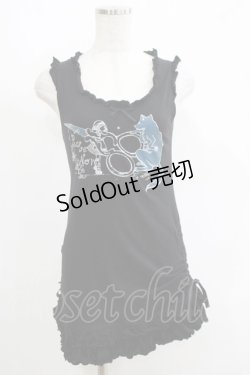 画像1: PEACE NOW / フリルギャザータンク  黒 H-25-05-08-1046-PU-TO-KB-ZH