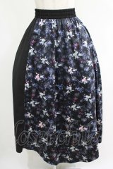NieR Clothing / サイド切替アシメスカート  黒×和柄九尾 H-25-05-08-1005-PU-SK-KB-ZH