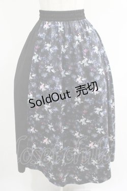 画像1: NieR Clothing / サイド切替アシメスカート  黒×和柄九尾 H-25-05-08-1005-PU-SK-KB-ZH