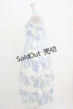画像2: Jane Marple / ローズストラップドレス  ホワイト×ブルーローズ H-25-05-08-1001-JM-OP-KB-ZH