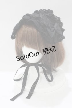画像1: ATELIER PIERROT / Lace-up Frill Headdress  ブラック H-25-05-08-1074-EL-AC-KB-ZH