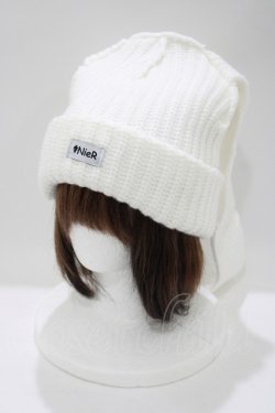 画像1: NieR Clothing / うさ耳ニットキャップ  白 H-25-05-08-1075-PU-AC-KB-ZH