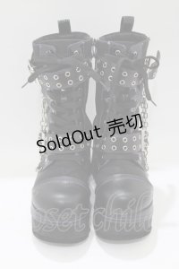 YOSUKE / チェーン付厚底ブーツ L 黒 H-25-05-08-1076-PU-SH-KB-ZH