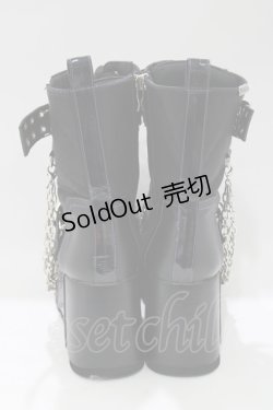 画像3: YOSUKE / チェーン付厚底ブーツ L 黒 H-25-05-08-1076-PU-SH-KB-ZH