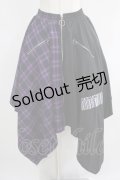 NieR Clothing / 切替ZIPスカート  黒×紫チェック H-25-05-08-1008-PU-SK-KB-ZH