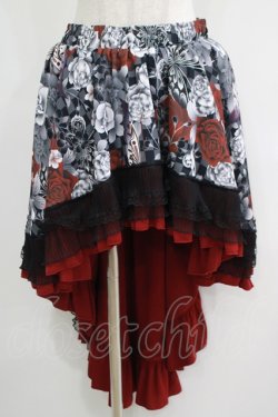 画像1: Qutie Frash / 後ろロングスカート  黒×赤 H-25-05-08-1009-QU-SK-KB-ZH