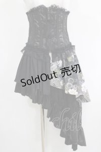 Qutie Frash / アシメオーバーコルセット  黒 H-25-05-08-1011-QU-ZA-KB-ZH