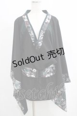 Qutie Frash / リボン帯付き着物チュニック  黒×緑 H-25-05-08-1016-QU-TO-KB-ZH