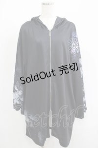 NieR Clothing / プリントZIPパーカー  黒×和柄九尾 H-25-05-08-1017-PU-TO-KB-ZH