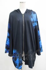 NieR Clothing / プリントZIPパーカー  黒×彼岸花 H-25-05-08-1018-PU-TO-KB-ZH