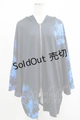 NieR Clothing / プリントZIPパーカー  黒×彼岸花 H-25-05-08-1018-PU-TO-KB-ZH
