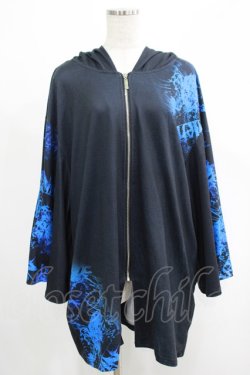 画像1: NieR Clothing / プリントZIPパーカー  黒×彼岸花 H-25-05-08-1018-PU-TO-KB-ZH