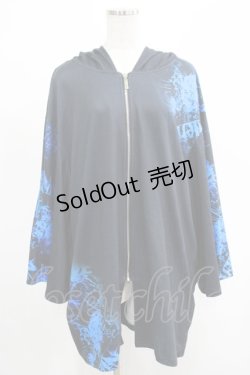 画像1: NieR Clothing / プリントZIPパーカー  黒×彼岸花 H-25-05-08-1018-PU-TO-KB-ZH