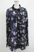NieR Clothing / プリント切替ZIPブラウス  黒ロゴ×和柄九尾 H-25-05-08-1020-PU-BL-KB-ZH