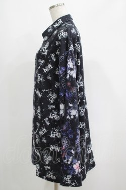 画像2: NieR Clothing / プリント切替ZIPブラウス  黒ロゴ×和柄九尾 H-25-05-08-1020-PU-BL-KB-ZH