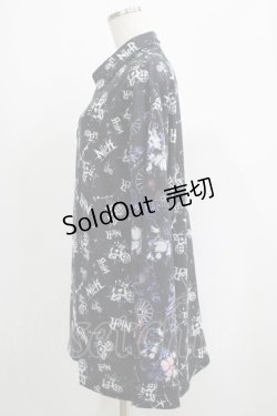 画像2: NieR Clothing / プリント切替ZIPブラウス  黒ロゴ×和柄九尾 H-25-08-26-014-PU-BL-KB-ZH