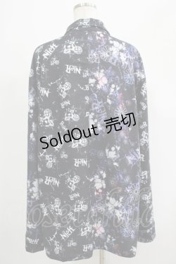 画像3: NieR Clothing / プリント切替ZIPブラウス  黒ロゴ×和柄九尾 H-25-08-26-014-PU-BL-KB-ZH