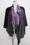 Qutie Frash / 和柄切替カットカーデ  黒×グレー H-25-05-08-1027-QU-TO-KB-ZH