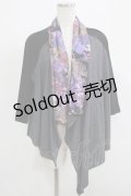 Qutie Frash / 和柄切替カットカーデ  黒×グレー H-25-05-08-1027-QU-TO-KB-ZH