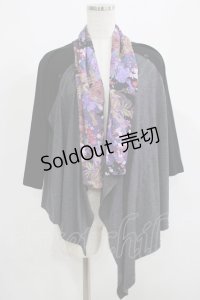 Qutie Frash / 和柄切替カットカーデ  黒×グレー H-25-05-08-1027-QU-TO-KB-ZH