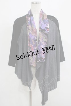 画像1: Qutie Frash / 和柄切替カットカーデ  黒×グレー H-25-05-08-1027-QU-TO-KB-ZH