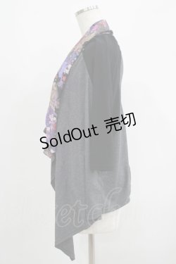 画像2: Qutie Frash / 和柄切替カットカーデ  黒×グレー H-25-05-08-1027-QU-TO-KB-ZH