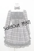 Princess Melody / りぼんチョーカー付きチェックコルセット風ワンピース Free グレー H-25-05-08-025-EL-OP-NS-ZH