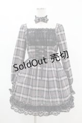 Princess Melody / りぼんチョーカー付きチェックコルセット風ワンピース Free グレー H-25-05-08-025-EL-OP-NS-ZH