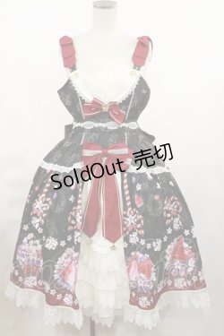 画像1: Forest Wardrobe（海外ロリータブランド） / Sakura And Strawberryジャンパースカート L ブラック H-25-05-09-041-LO-OP-NS-ZH