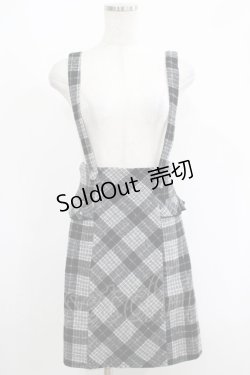画像1: evelyn / サスペンダーチェックスカート Free ブラック H-25-05-09-1033-LO-SK-NS-ZH