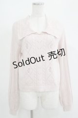 axes femme POETIQUE / ブーケ刺繍ビッグ襟ニットプルオーバー M ピンク H-25-05-09-1045-AX-TO-NS-ZH