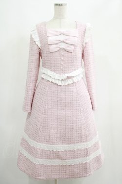 画像1: Lolime by mellfy memory / twinkle tweed ワンピース M PINK H-25-05-09-1002-GO-OP-NS-ZH