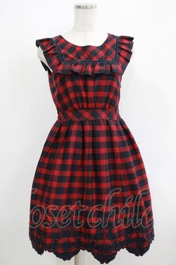 画像1: Secret Honey / チェックフリルワンピース Free ネイビー/レッド H-25-05-09-1023-CA-SK-NS-ZH