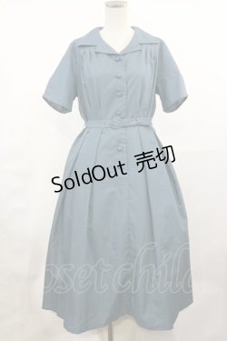 画像1: F&A / 縫いとめタック開衿シャツワンピース Free BLUE GREEN H-25-05-09-014-LO-OP-NS-ZH